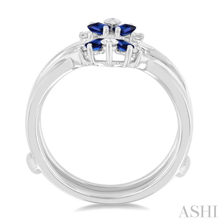 3X1.75MM Baguette Cut Sapphire and 1/6 ctw Round Cut Diamond Precious Insert Ring in 14K White Gold