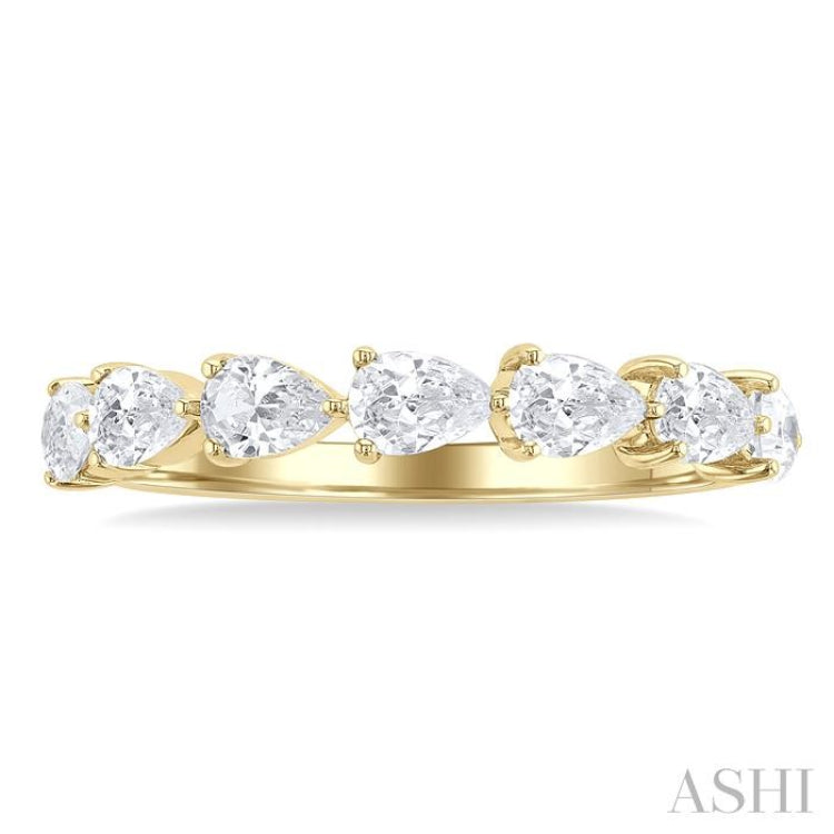 1 Ctw East-West Pear Shape Diamond Fashion Ring in 14K Yellow Gold