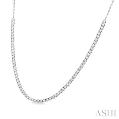 1 ctw Round Cut Diamond Halfway Tennis Necklace in 10K White Gold