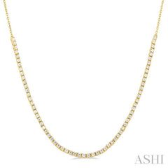 1 ctw Round Cut Diamond Halfway Tennis Necklace in 10K Yellow Gold