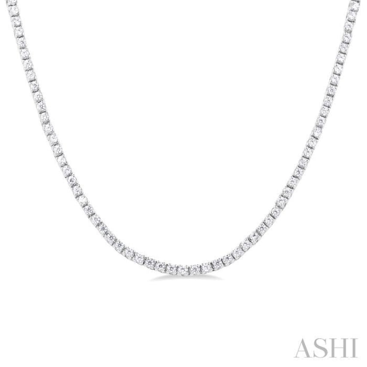 1 Ctw Round Cut Diamond Halfway Tennis Necklace in 14K White Gold