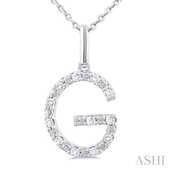 1/10 Ctw Initial 'G' Round Cut Diamond Fashion Pendant With Chain in Sterling Silver