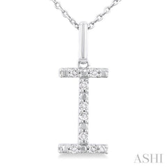 1/20 Ctw Initial 'I' Round Cut Diamond Fashion Pendant With Chain in Sterling Silver