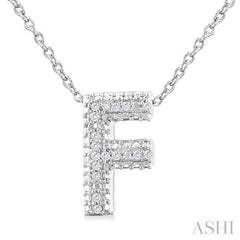 1/20 Ctw Bubble Accent Initial 'F' Round Cut Diamond Fashion Pendant With Chain in Sterling Silver