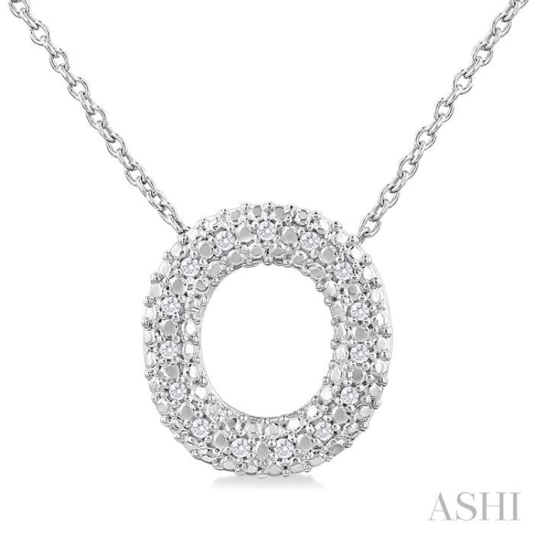 1/20 Ctw Bubble Accent Initial 'O' Round Cut Diamond Fashion Pendant With Chain in Sterling Silver