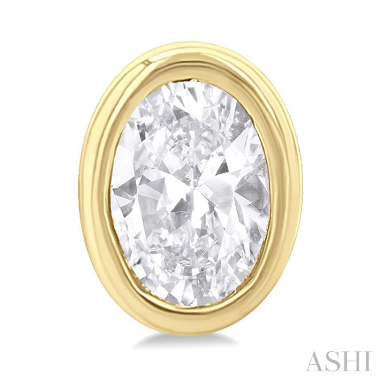 1/5 Ctw Petite Bezel Set Oval Cut Diamond Fashion Stud Earring in 10K Yellow Gold