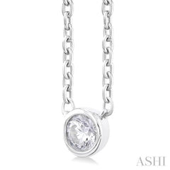 1/6 Ctw Petite Bezel Set Round Cut Diamond Fashion Pendant With Chain in 10K White Gold