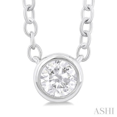 1/6 Ctw Petite Bezel Set Round Cut Diamond Fashion Pendant With Chain in 10K White Gold