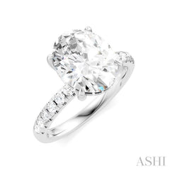 1/3 Ctw Oval Shape Round Cut Diamond Semi-Mount Engagement Ring in 14K White Gold