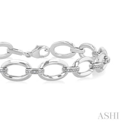 1/10 Ctw Oval Shape D-Link Round Cut Diamond Bracelet in Sterling Silver