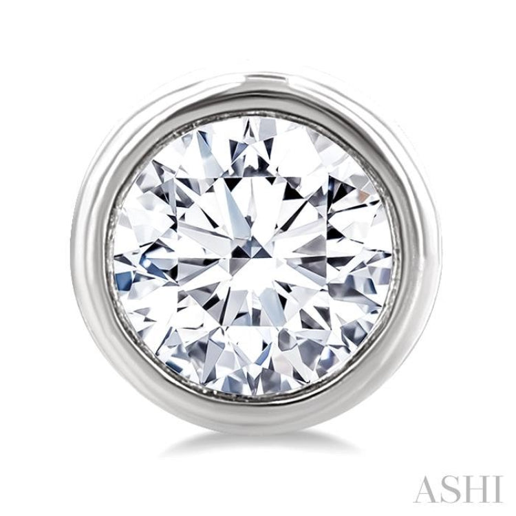 1/5 Ctw Petite Bezel Set Round Cut Diamond Fashion Stud Earrings in 10K White Gold