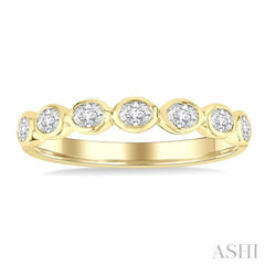3/4 Ctw East-West Set Oval Cut Bezel Diamond Stackable Fashion Band in 14K Yellow Gold