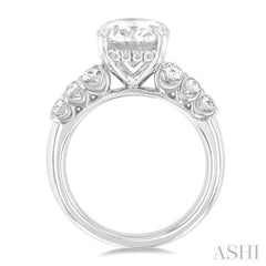 1 1/4 Ctw Oval Shape Oval and Round Cut Diamond Semi Mount Engagement Ring in 14K White Gold