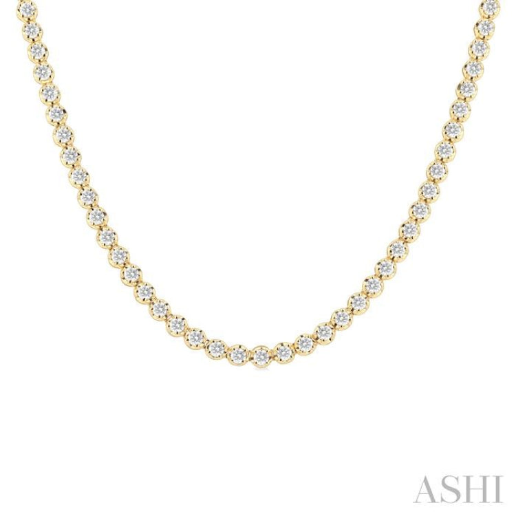 5 Ctw Illusion Round Cut Diamond Eternity Tennis Necklace in 14K Yellow Gold