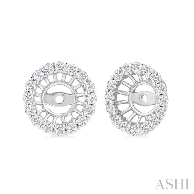 3/8 Ctw Round Cut Diamond 5MM Round Earrings Jacket in 14K White Gold