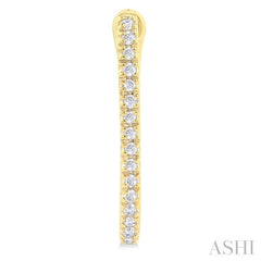 1/10 Ctw Round Cut Diamond Fashion Hoop Earring in 10K Yellow Gold