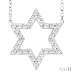 1/4 Ctw Star of David Petite Round Cut Diamond Fashion Pendant With Chain in 14K White Gold