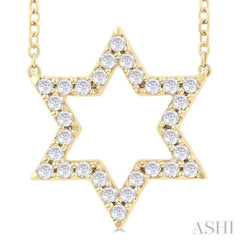 1/4 Ctw Star of David Petite Round Cut Diamond Fashion Pendant With Chain in 14K Yellow Gold