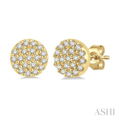 1/8 Ctw Disc Shape Round Cut Diamond Petite Fashion Earring in 10K Yellow Gold