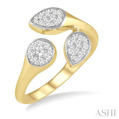 1/3 ctw Lovebright Open Center Mixed Shape Mounts Round Cut Diamond Fashion Ring in 10K Yellow and White Gold