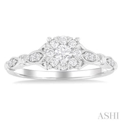 3/8 ctw Round Lovebright Diamond Engagement Ring in 14K White Gold