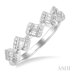 1/3 ctw Cushion Shape 5-Mount Fusion Baguette and Round Cut Diamond Fashion Ring in 14K White Gold