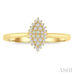 1/6 Ctw Petite Marquise Shape Round Cut Diamond Cluster Fashion Ring in 10K Yellow Gold