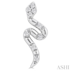 1/20 Ctw Petite Snake Round Cut Diamond Fashion Stud Earring in 10K White Gold