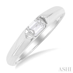 1/3 ctw East-West Set Emerald Cut Diamond Solitaire Fashion Ring in 14K White Gold