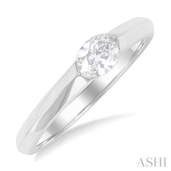 1/3 ctw East-West Set Oval Cut Diamond Solitaire Fashion Ring in 14K White Gold