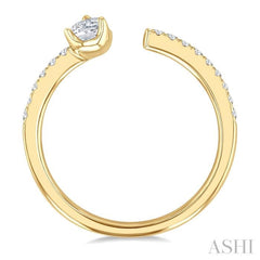 3/8 Ctw Pear and Round Cut Diamond Fashion Open Ring in 14K Yellow Gold