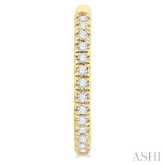 1/6 Ctw French Pave Set Round Cut Diamond Fashion Half Hoop Earring in 14K Yellow Gold