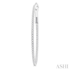 1/2 Ctw Inside & Outside Round Cut Diamond Hoop Earring in 14K White Gold