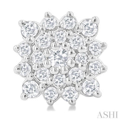 1/5 Ctw Petite Cushion Shape Round Cut Diamond Cluster Fashion Stud Earring in 10K White Gold