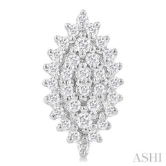 1/5 Ctw Petite Marquise Shape Round Cut Diamond Cluster Fashion Stud Earring in 10K White Gold