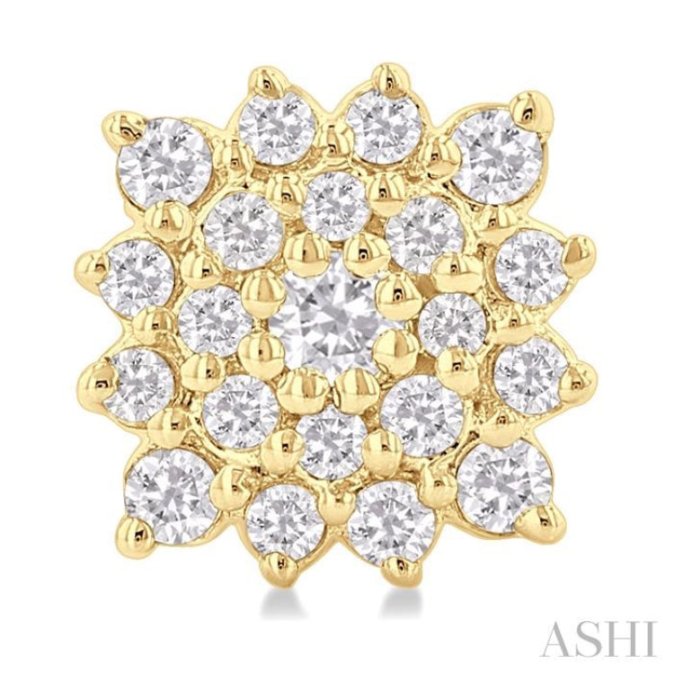 1/5 Ctw Petite Cushion Shape Round Cut Diamond Cluster Fashion Stud Earring in 10K Yellow Gold