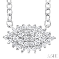 1/6 Ctw Petite East-West Set Marquise Shape Round Cut Diamond Cluster Fashion Pendant With Chain in 10K White Gold