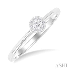 1/10 Ctw Lovebright Petite Round Shape Round Cut Diamond Fashion Ring in 10K White Gold