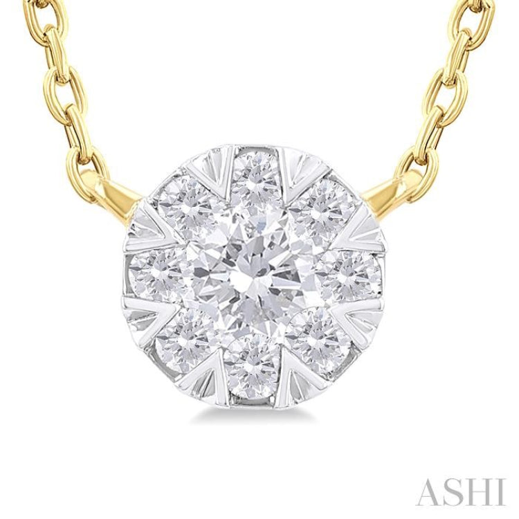 1/10 Ctw Lovebright Petite Round Shape Round Cut Diamond Fashion Pendant With Chain in 10K Yellow Gold