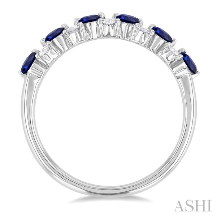 1/3 ctw Round Cut 2.7MM Sapphire and Diamond Precious Band in 14K White Gold