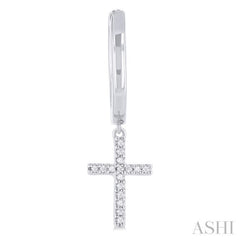 1/10 Ctw Petite Cross Round Cut Diamond Fashion Huggies in 10K White Gold