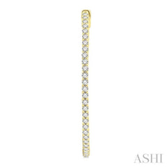 2 Ctw Inside & Outside Round Cut Diamond Hoop Earrings in 14K Yellow Gold