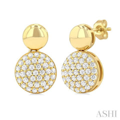 1/3 Ctw Circular Mount Pave Set Round Cut Diamond Fashion Earring in 10K Yellow Gold