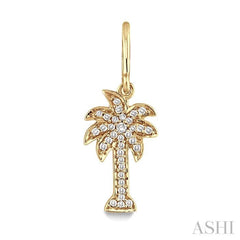 1/4 Ctw Palm Tree Single Cut Diamond Earrings in 14K Yellow Gold