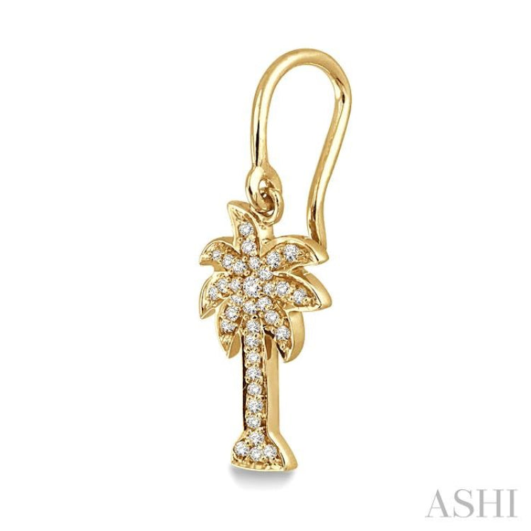 1/4 Ctw Palm Tree Single Cut Diamond Earrings in 14K Yellow Gold