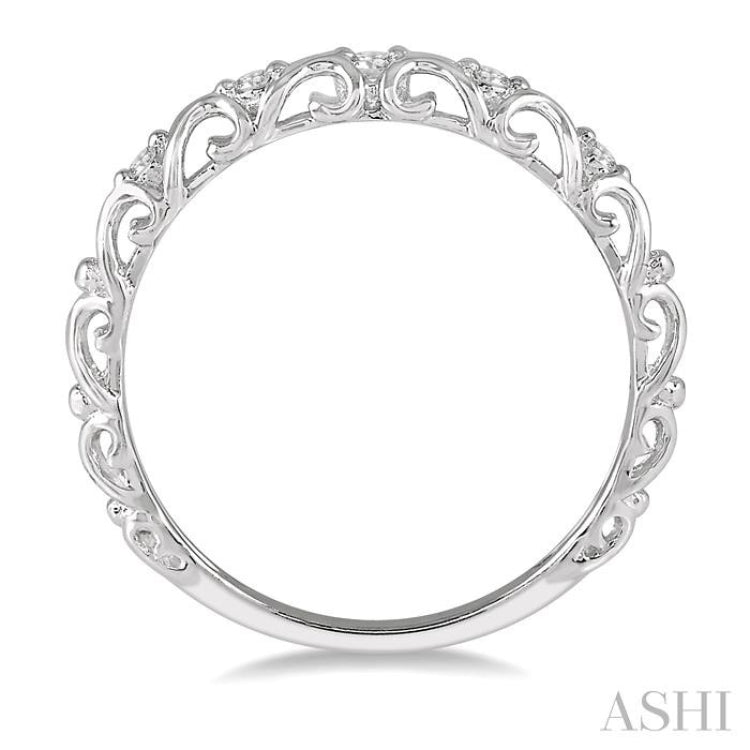 1/20 Ctw Round Cut Diamond Wedding Band in 14K White Gold