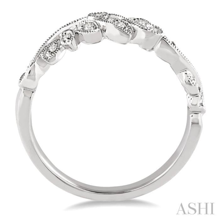 1/10 Ctw Round Cut Diamond Wedding Band in 14K White Gold