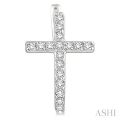 1/4 Ctw Round Cut Diamond Cross Earrings in 14K White Gold