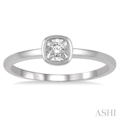 1/50 Ctw Square Curve Edge Round Cut Diamond Promise Ring in 10K White Gold