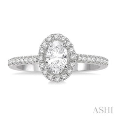 1/6 Ctw Oval Shape Semi-Mount Diamond Engagement Ring in 14K White Gold